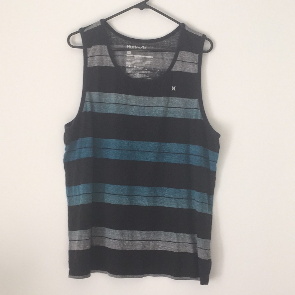 Hurley Blue/Black/Grey Striped Tank Men's XL